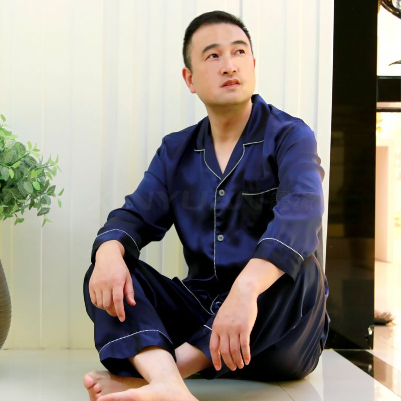 HD0019 真丝男睡衣套