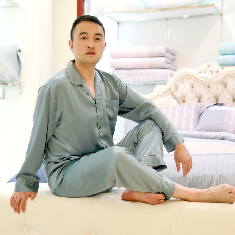 HD0019 真丝男睡衣套